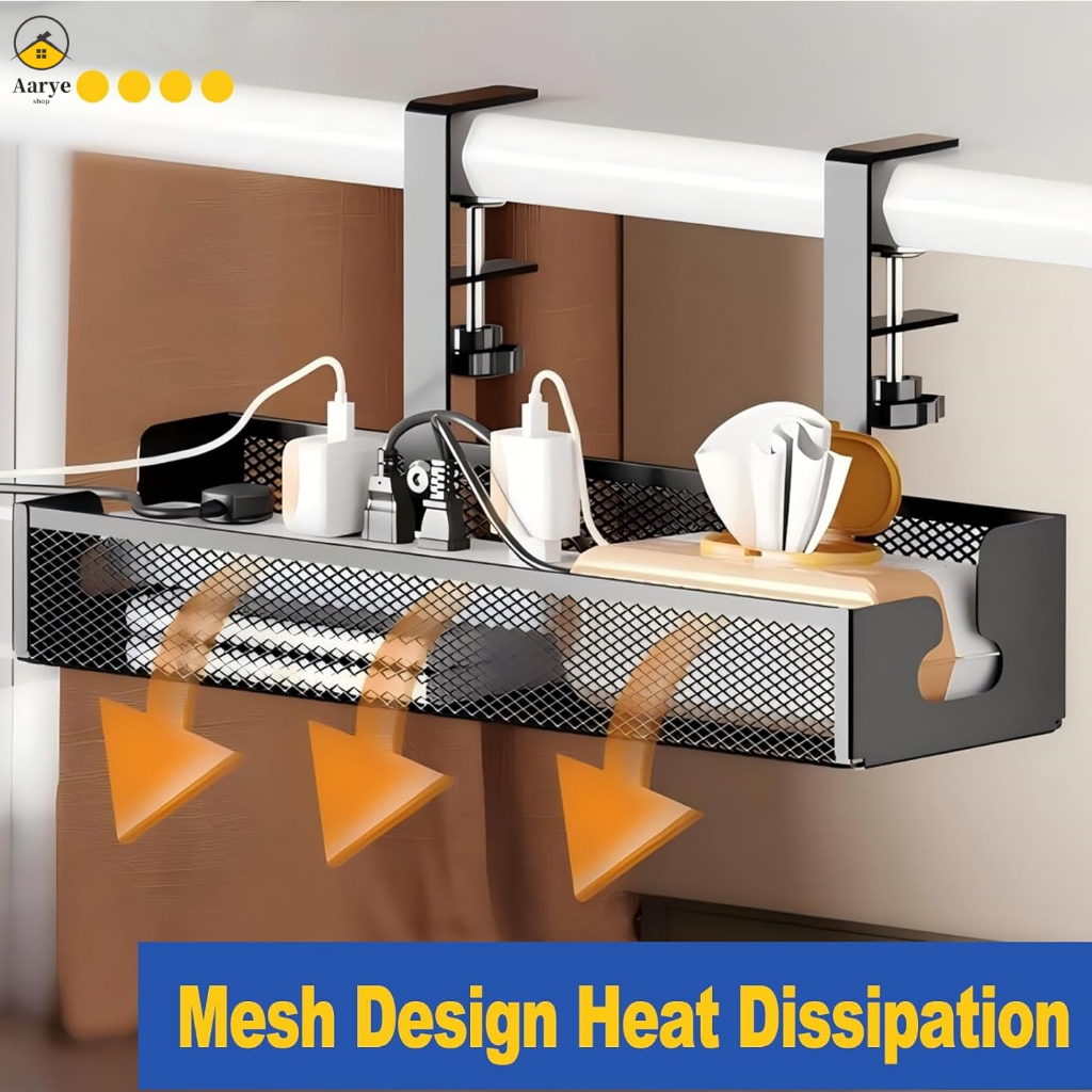Under Table Expandable Storage Rack Cable No Hole Punching Big Size For ...