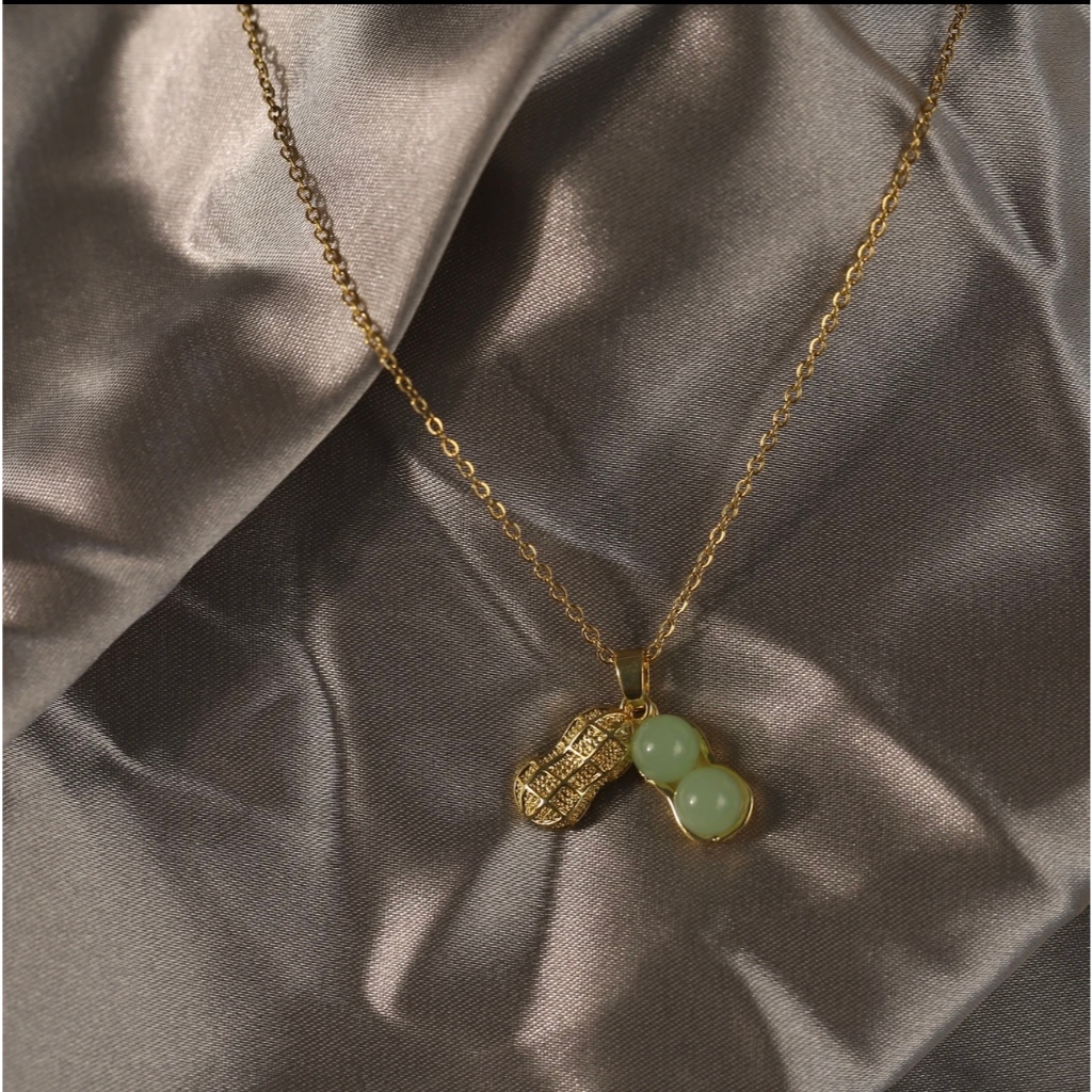 Titanium Chain Necklace Peanut Pendant Fashion Beautiful Design ...