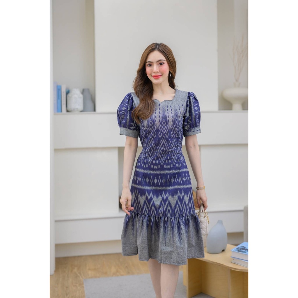 Thai Silk Dress (Available In Sizes 36"-52") Fabric Set With Hook Pattern  Work Clothes A Very Beautiful Wedding Ordination Outfit. | Shopee  Philippines