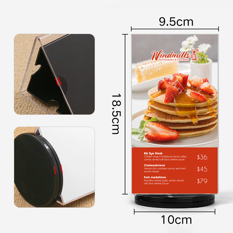 Tabletop Sign Acrylic Table 3 Sides Menu Can Rotate 360 Holder Used For ...