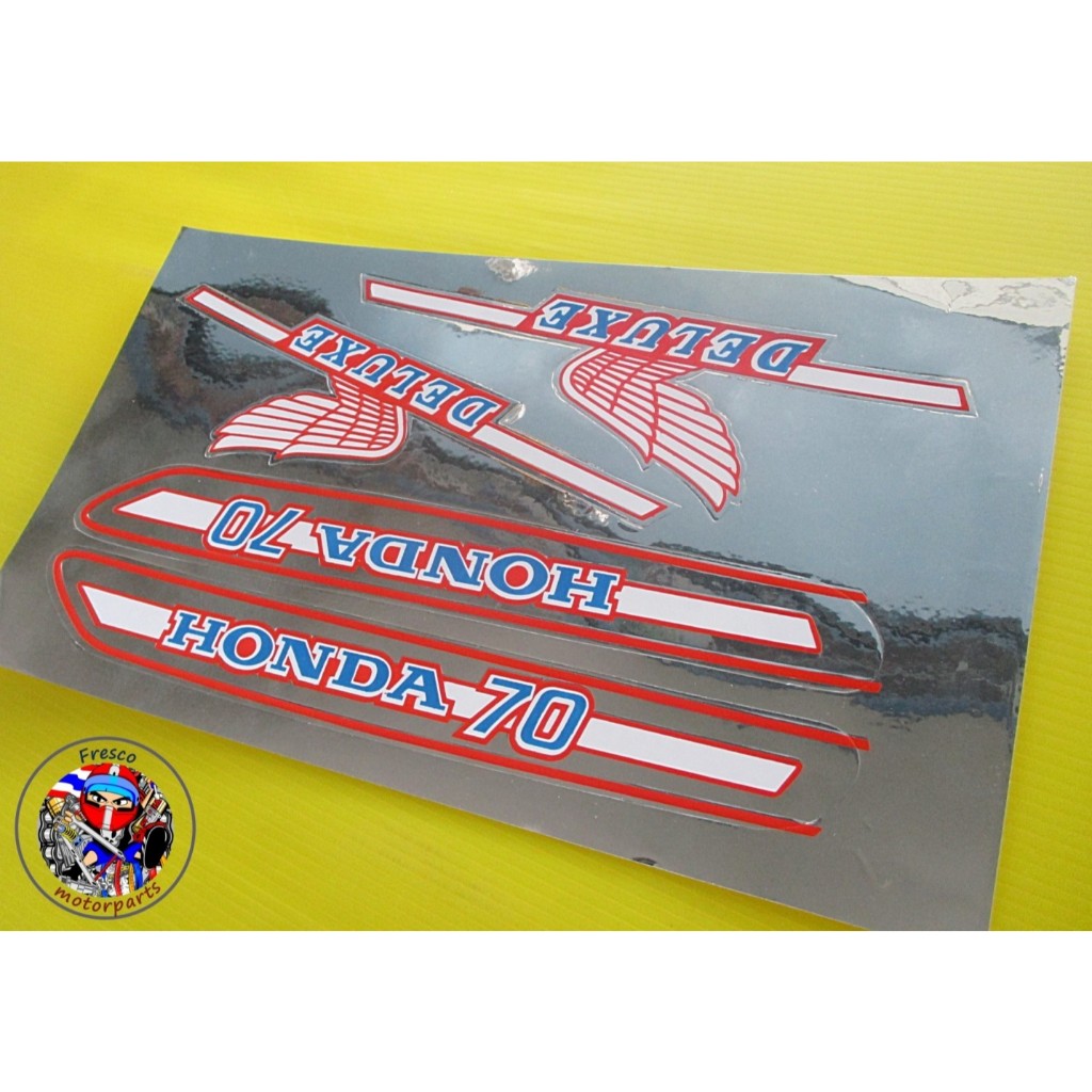 Honda C70 Deluxe Body Sticker Blue Letter White wing & Red Trim For ...