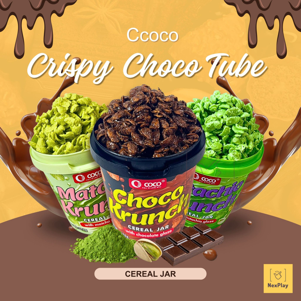 Coco Cocoa Crunch Chocolate Coated Crispy choco krunch Pistachio Matcha ...