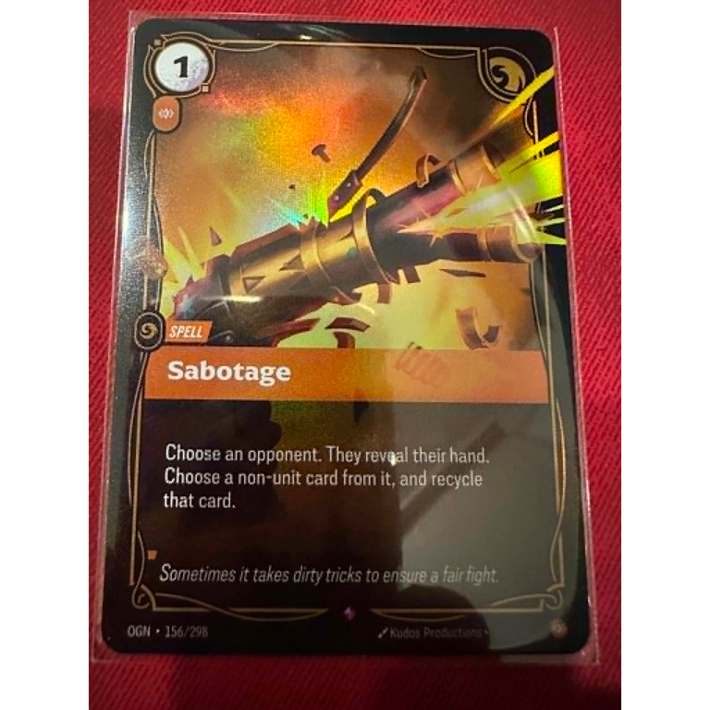 Sabotage Riftbound TCG League of Legends Card Game Rare Set