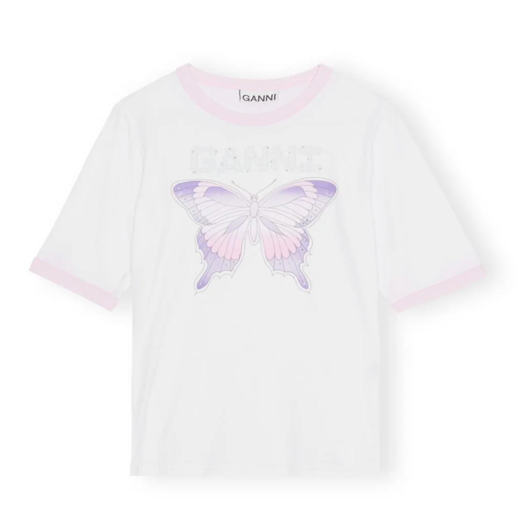 (Express Delivery) Ready To Ship Ganni Butterfly Pattern T-shirt TENCEL ...
