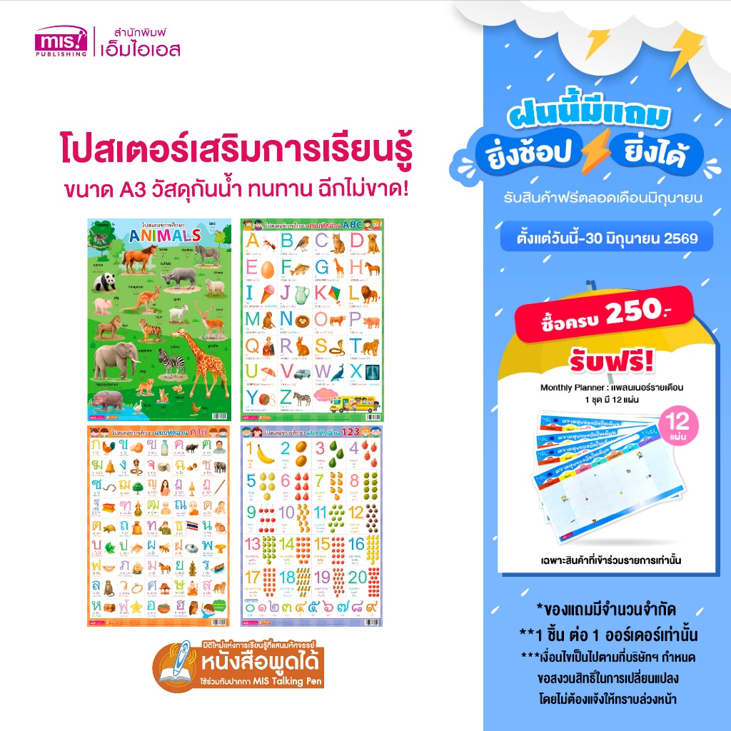 MISBOOK A3 Educational Poster For Children Practice Reading A-H | ABC ...