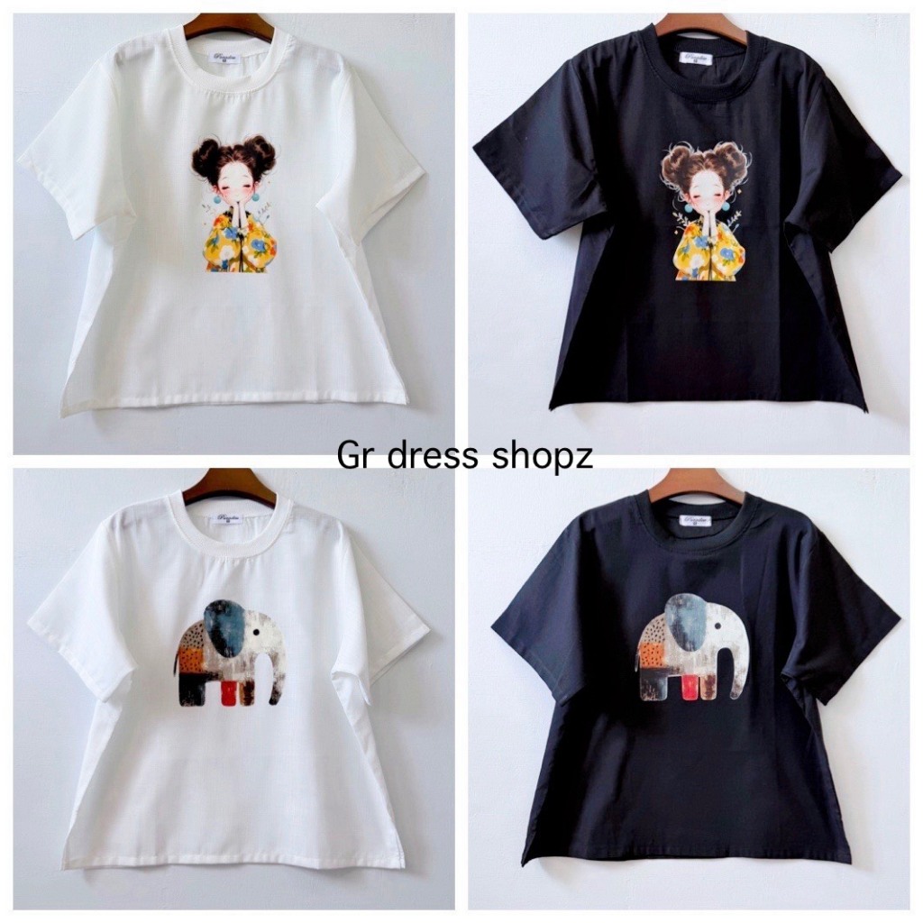 Paradise Label, Cute Screen-printed Linen Shirt, Round Neck, Chest 42 ...