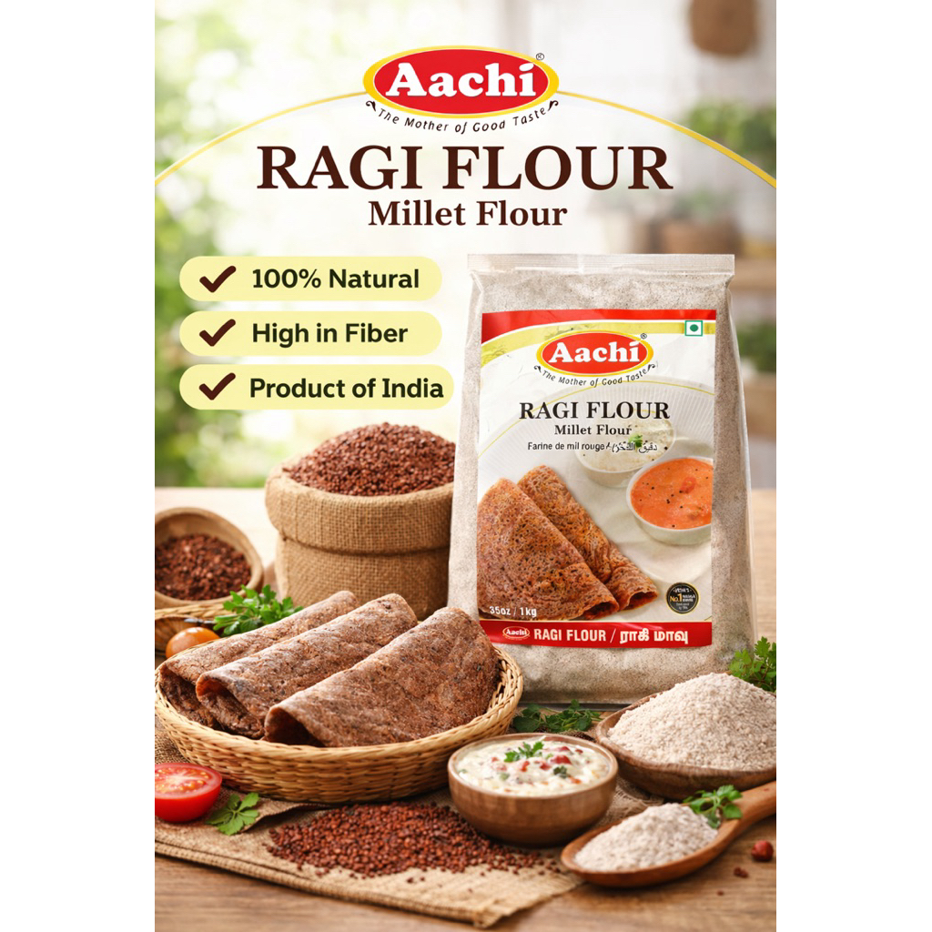 Aachi Ragi Atta 1kg | Pure Finger Millet Flour Product of India ...