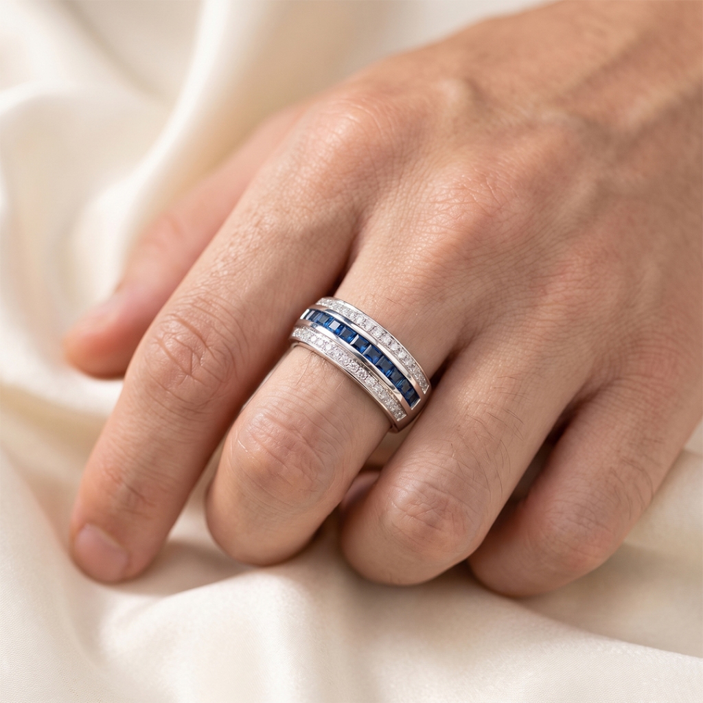 Bangka SAPPHIRE Ring Chanthaburi (BLUE SAPPHIRE) 92.5% Pure Silver ...