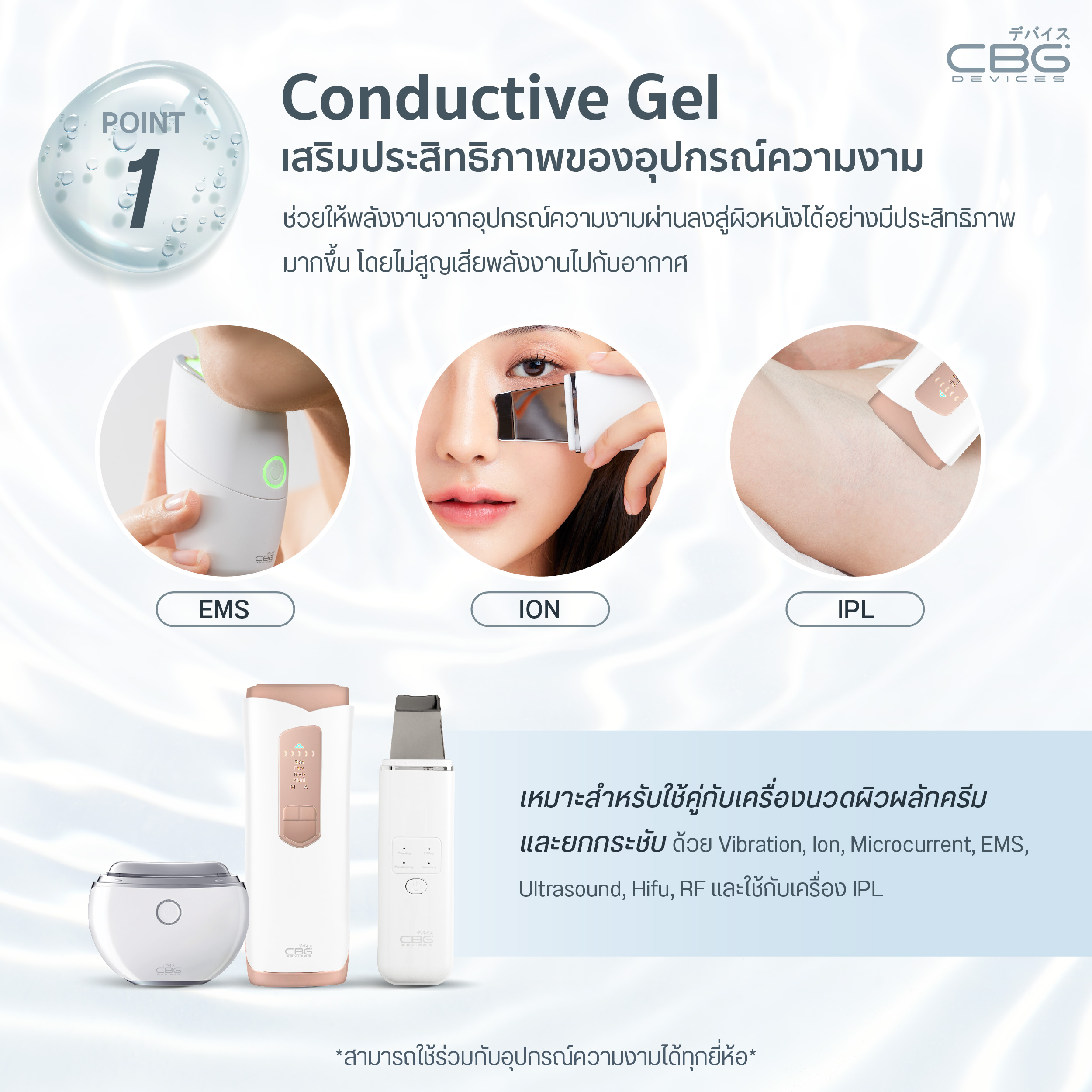 CBG Devices Facial Massage Conductive Gel Hyaluron (CGH) Can Be Used ...