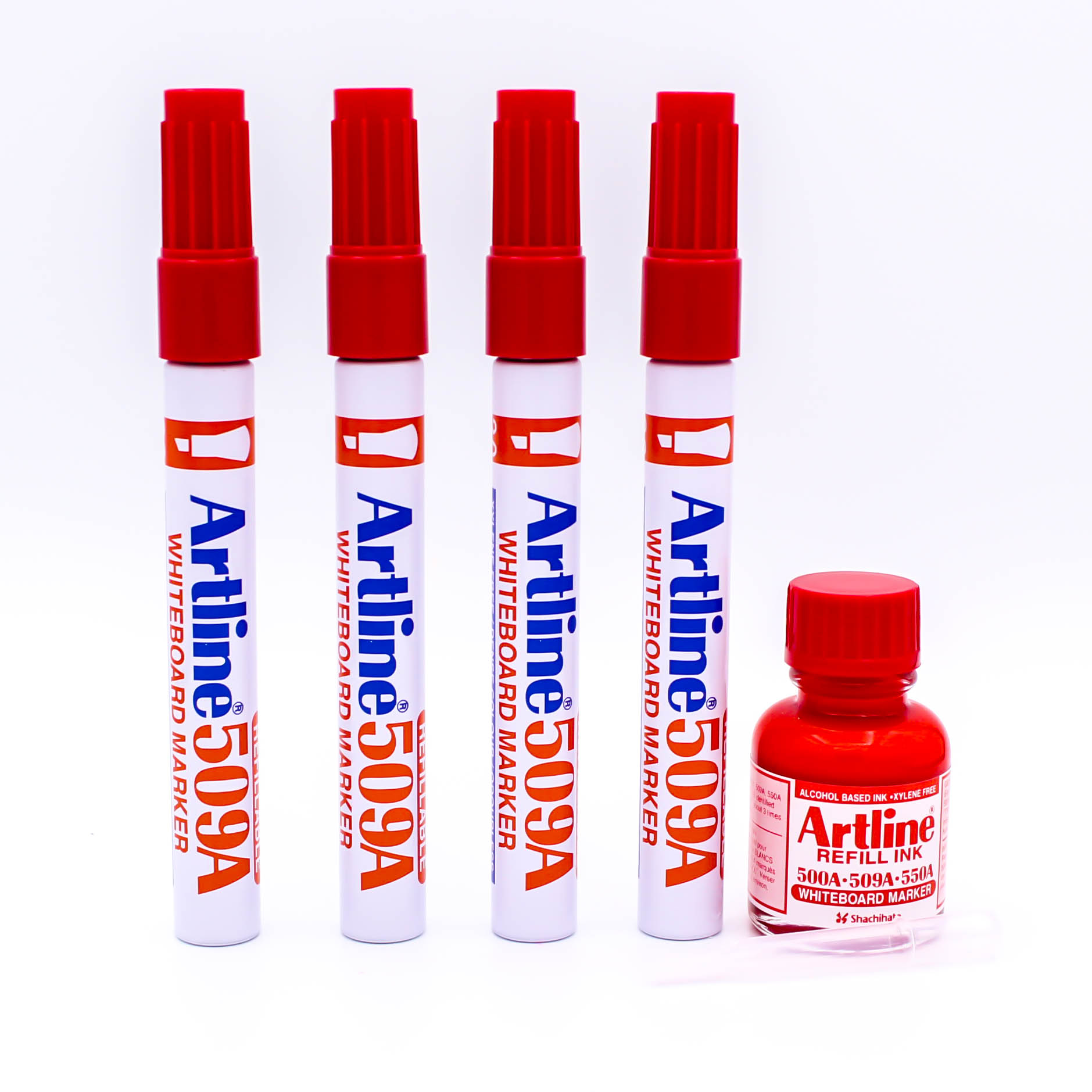 Whiteboard Marker Set Of 4 Pens And 1 Refill Ink (Red) Artline Cutting ...