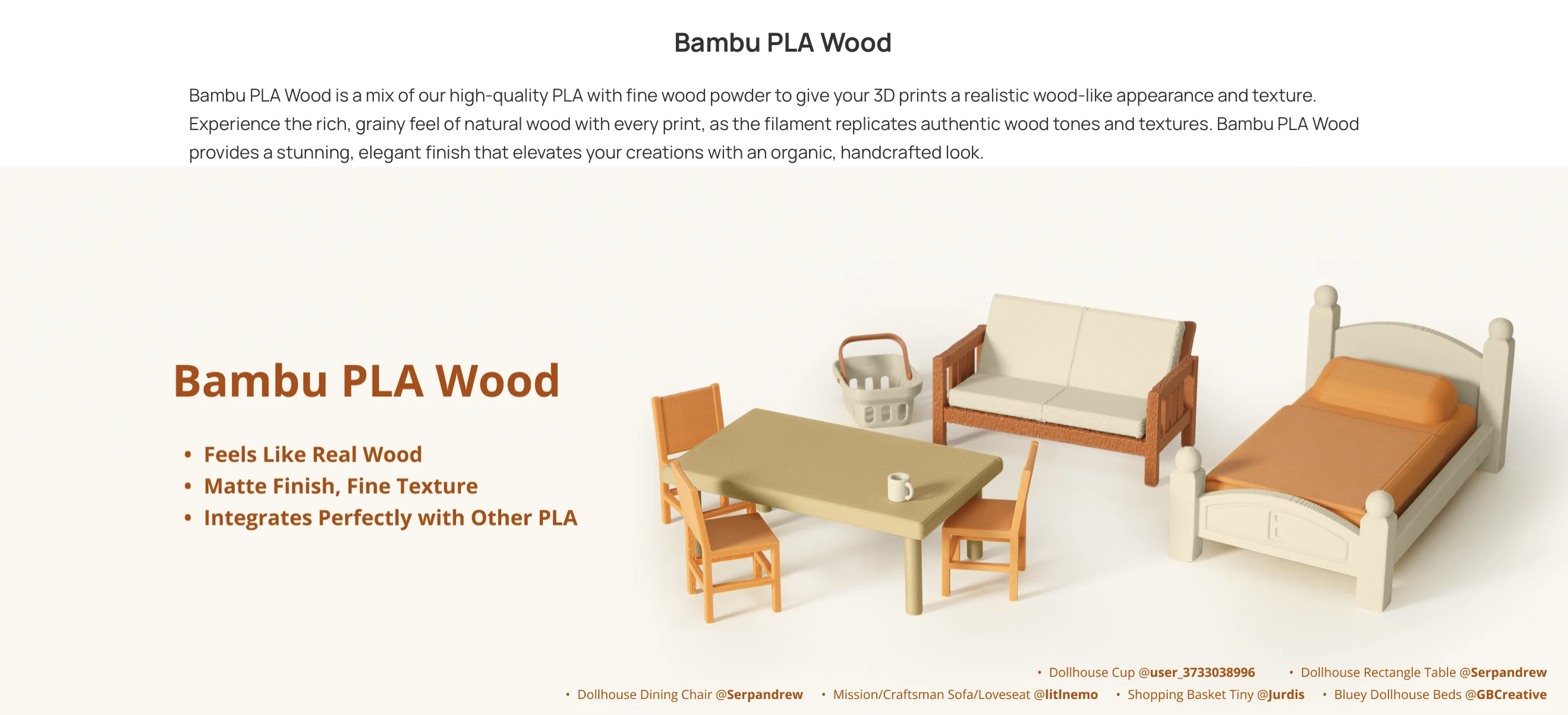 Bambu Lab PLA Wood 3D Printer Real Scent Use With AMS A1 X1 P1 Bambu ...