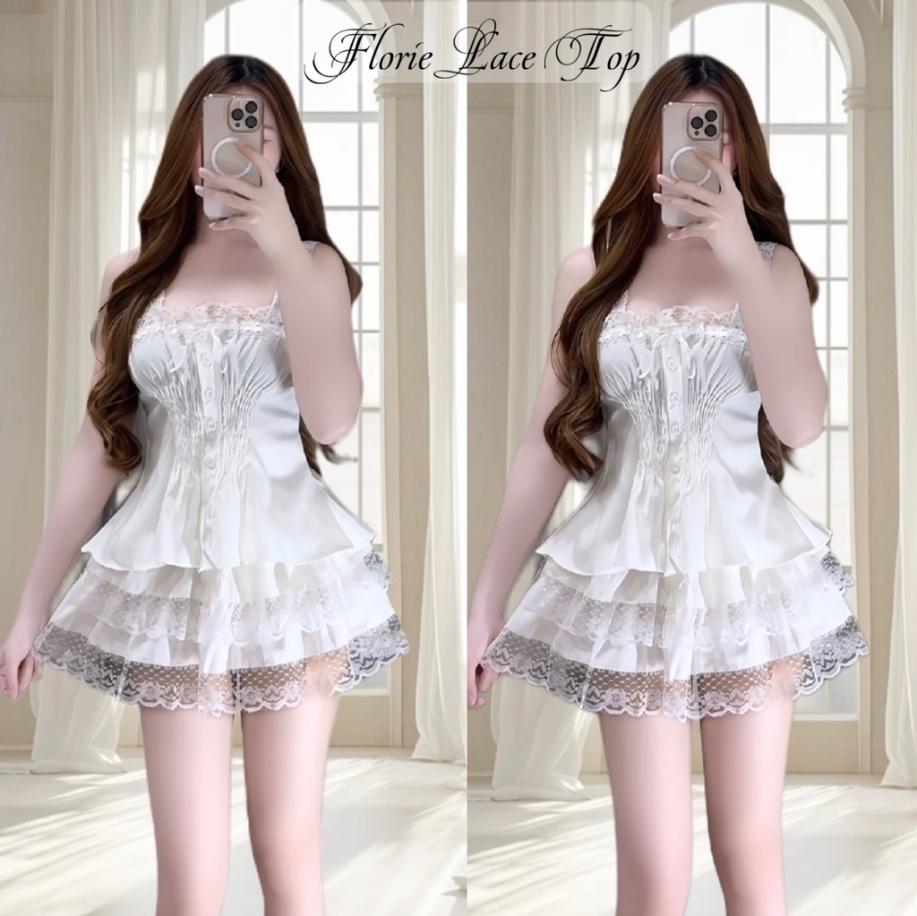 (Suitable For Chubby Women Bust Up To 40) Lace-Trimmed Spaghetti Strap ...