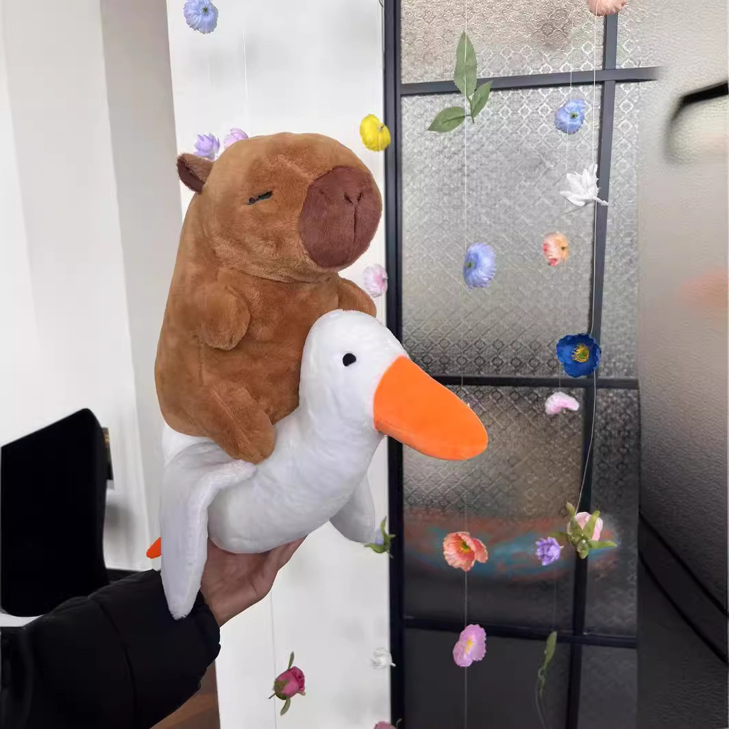 Capybara Doll Riding Crocodile Capibara Big White Goose | Shopee ...