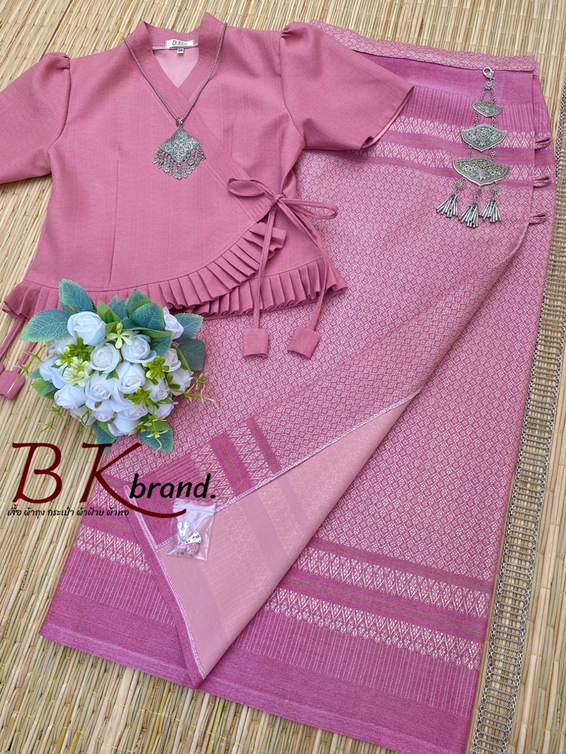 Bkbrand Lanna Cotton Traditional Dress, Pink Shrimp Paste, Pre-Order ...