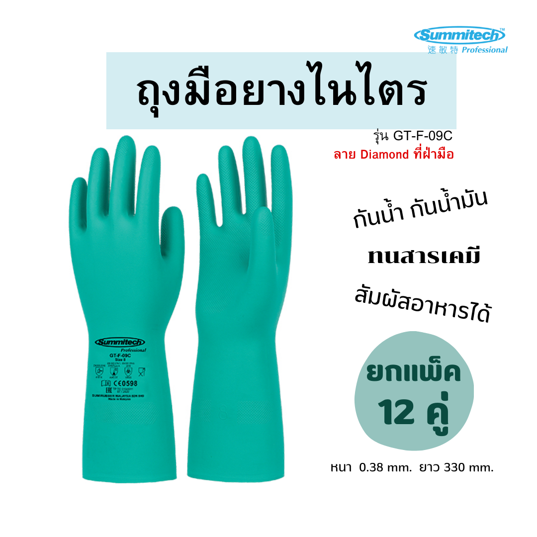 Summitech Nitrile Rubber Gloves Model GT-F-09C With Palm Pattern Lining ...