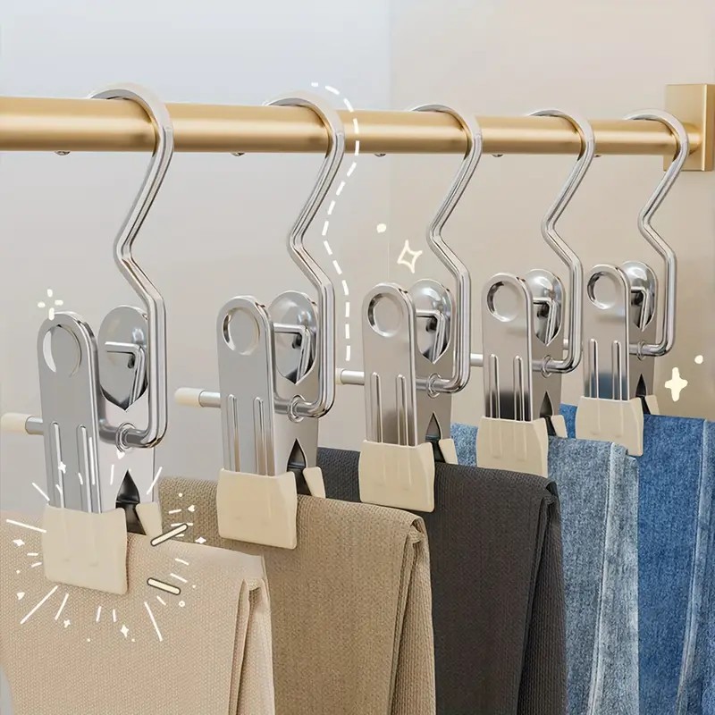(Pack Of 10) Clothespins Non-Slip No Rust Hook Clothes Lock Stainless ...