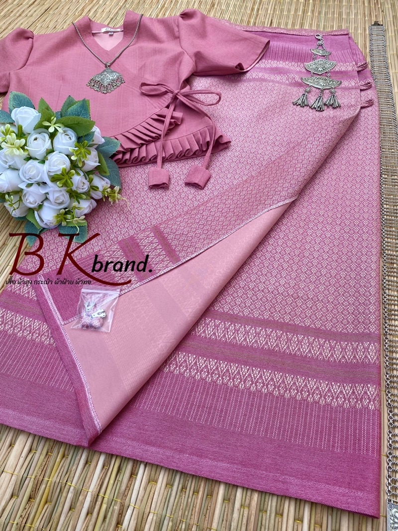 Bkbrand Lanna Cotton Traditional Dress, Pink Shrimp Paste, Pre-Order ...
