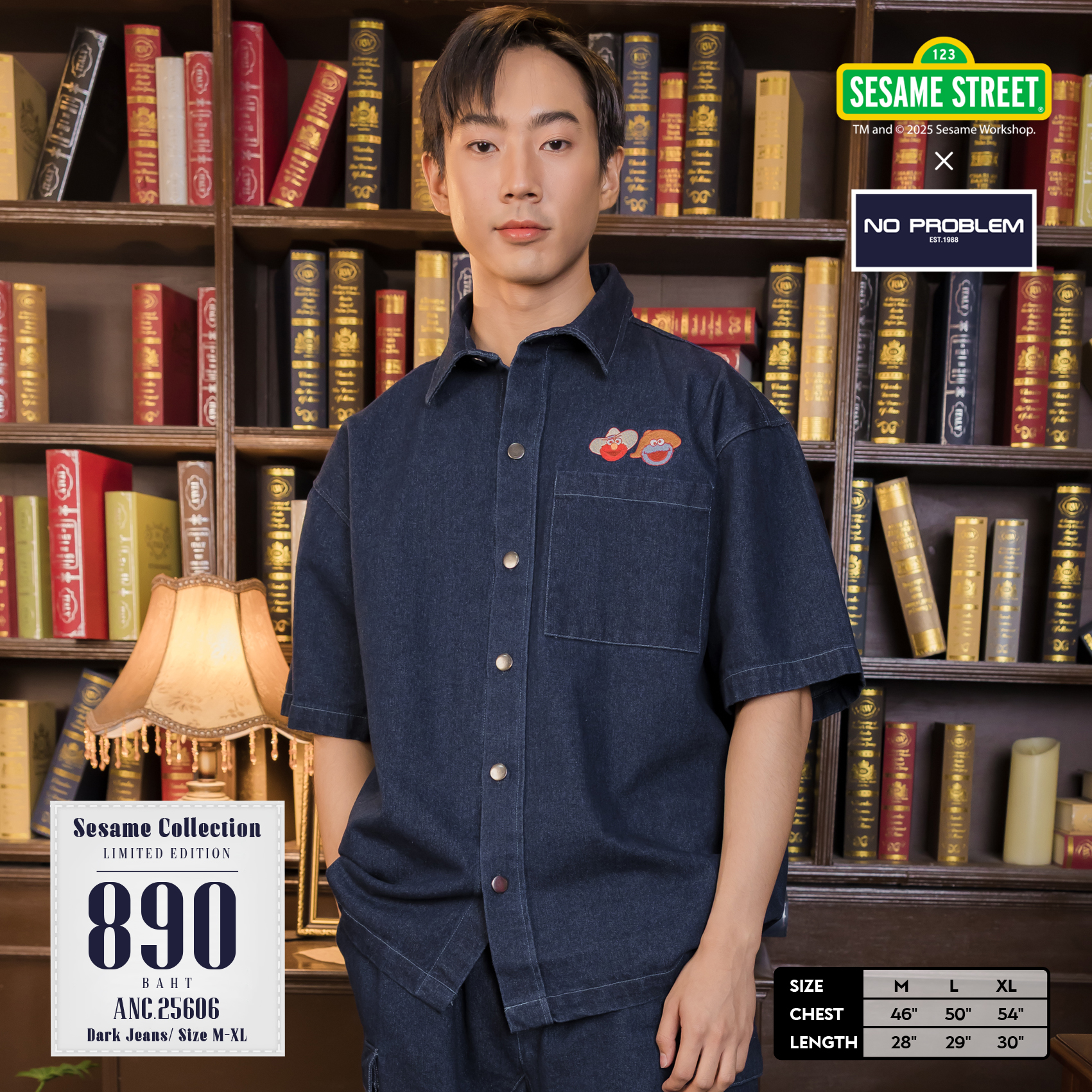 No Problem Jeans Shirt Cotton Denim Model ANC25606 -GOOD DAY CLUB ...