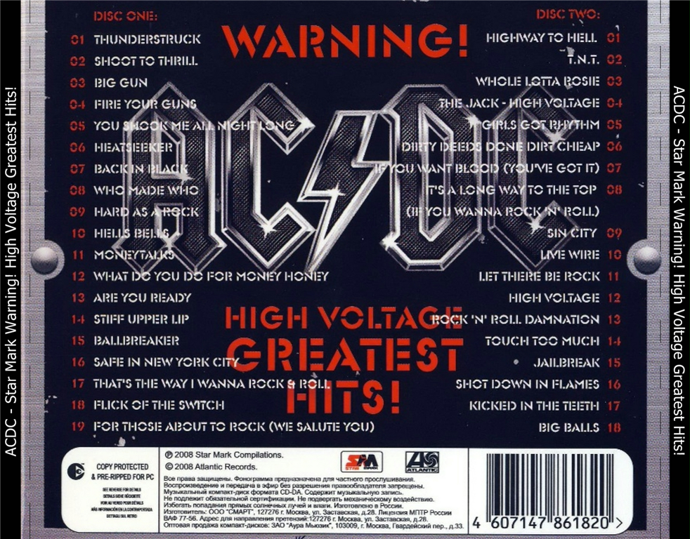 CD Audio International Music [Rock] ACDC - Star Mark Warning! High ...