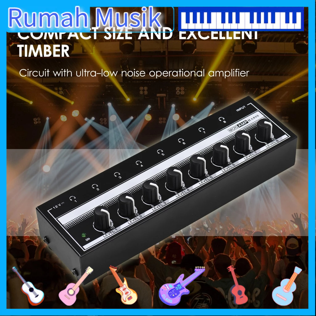 HA800 Headphone Amplifier Audio Amp Ultra-Compact 8 Channel Mini Stereo ...