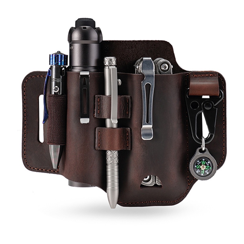 PJ35 Multitool Sheath for Belt, Leather EDC Pocket Organizer for Men