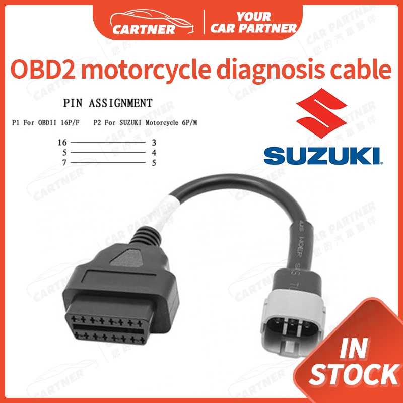 Cartner Suzuki 6pin To 16pin OBD Diagnostic Cable Extension Connectors
