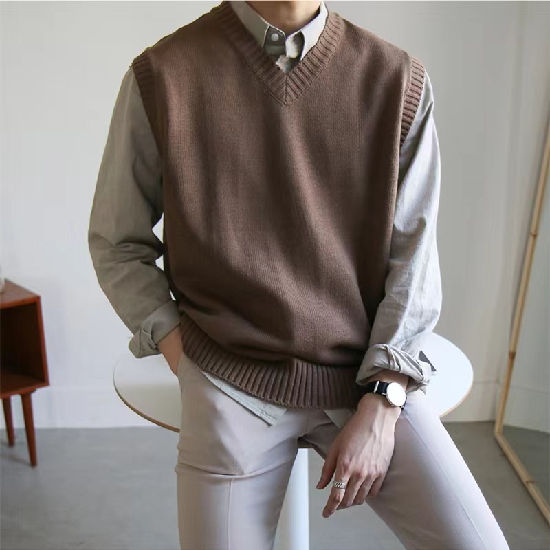 (M-3XL) Men's Sweater Three Colors Available Korean Version Vest ...