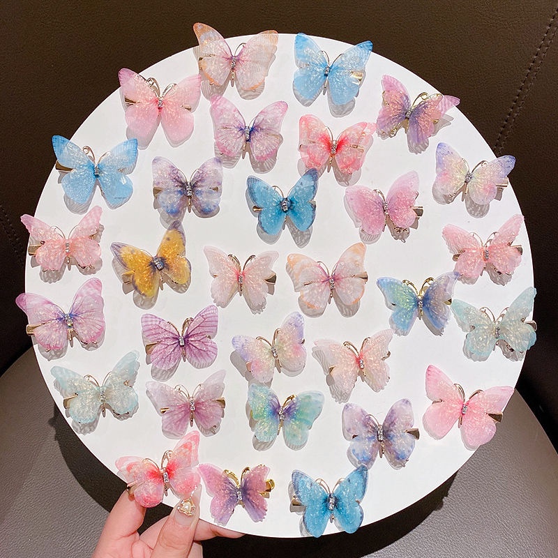 CHOKO Pair of 2 Butterfly Clips for Girls - Blue Kids Hair Accessory