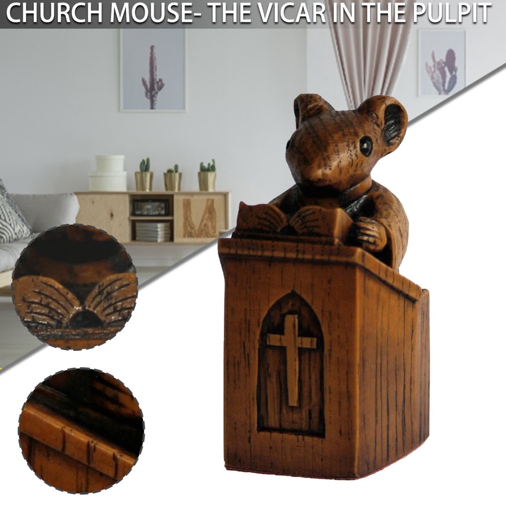 thumbnail image 2 of Church Mouse Bishop Carving – Oakapple Designs Handmade Reproduction – Unique Collectible Ornament 2 of 6