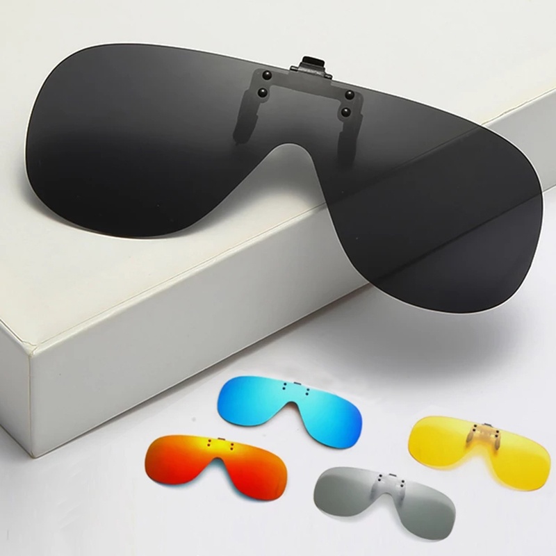 Rimless Flip Up Clip On Sunglasses Men Anti-glare Driving UV400 ...