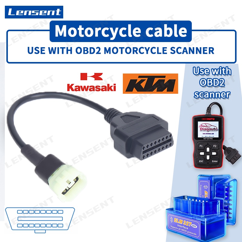 Lensent Kawasaki KTM Kawasaki 6 PIN to 16 Pin OBD2 Connectors