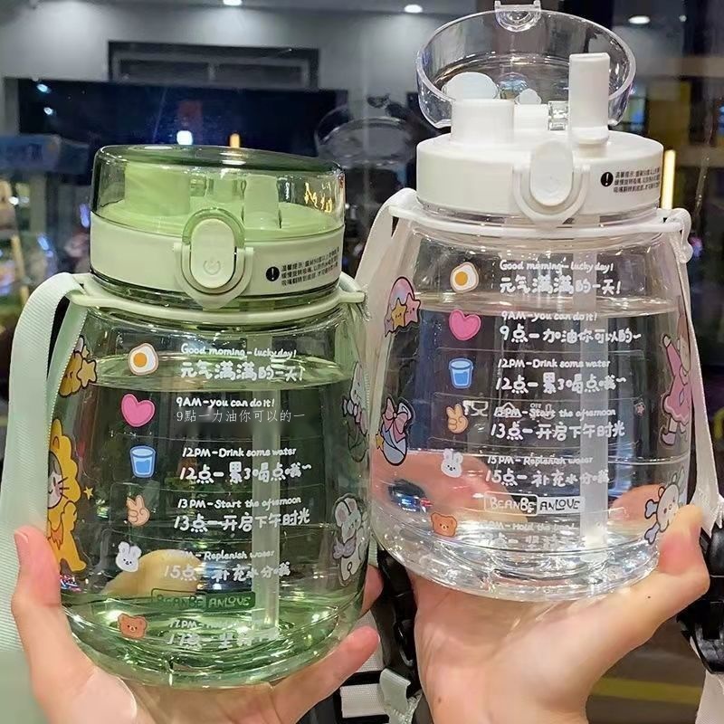 Big Belly Cup with Straw Shock-resistant Plastic Water Cup Summer ...