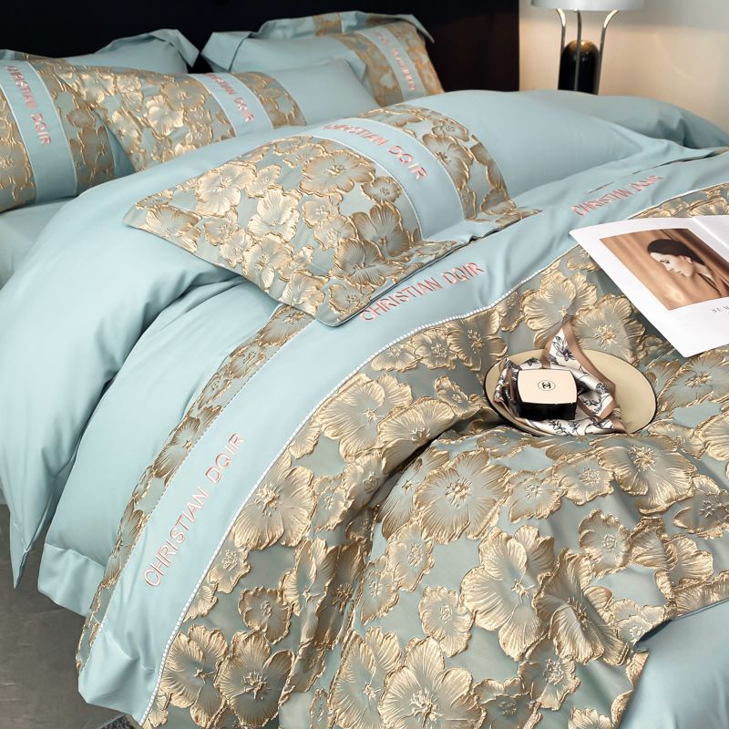 Luxury Retro Jacquard Embroidery 1200TC Cotton 4n1 Bedsheet Set Soft