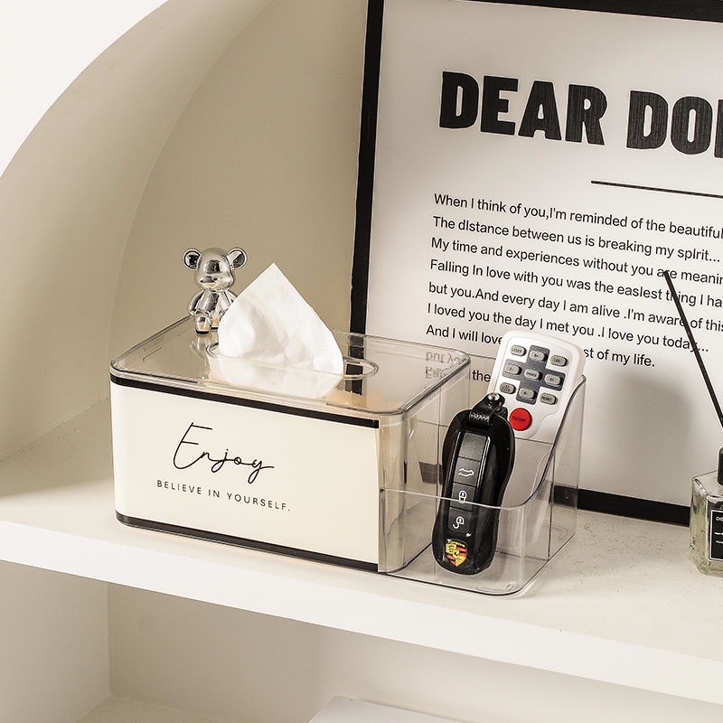 [SHINE] Home Decoration Paper Box Bear Creamy Napkin Box Plastic