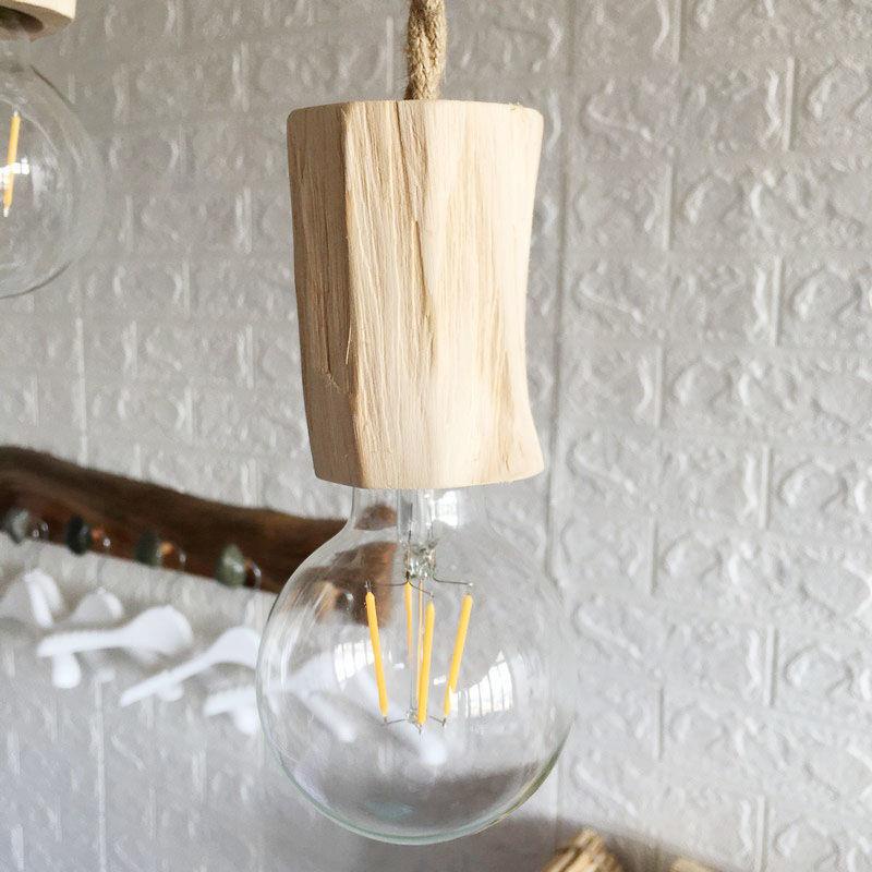 Log Lamp Holder Single Chandelier Creative Wooden Lamp Simple
