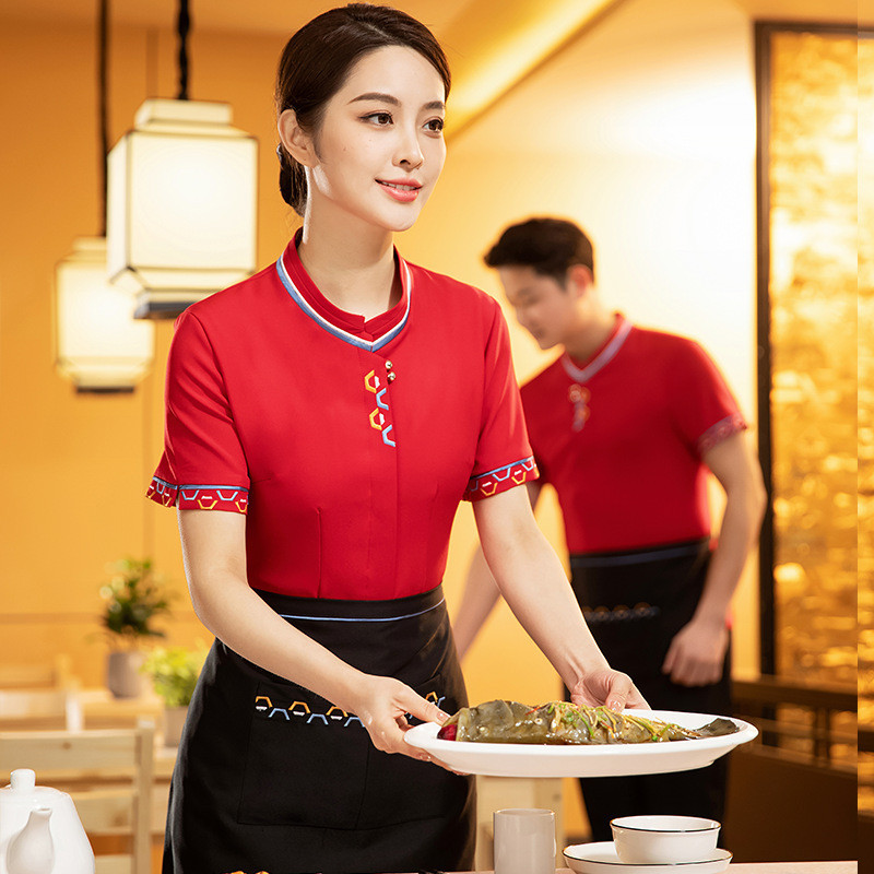 Highend Restaurant Waiter Workwear HalfSleeved New Chinese Hotel