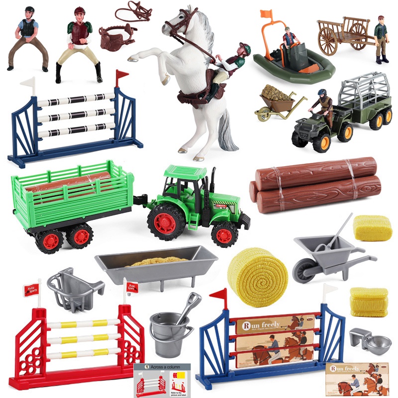 knight equestrian fence farm accessory doll simulation horse house ...