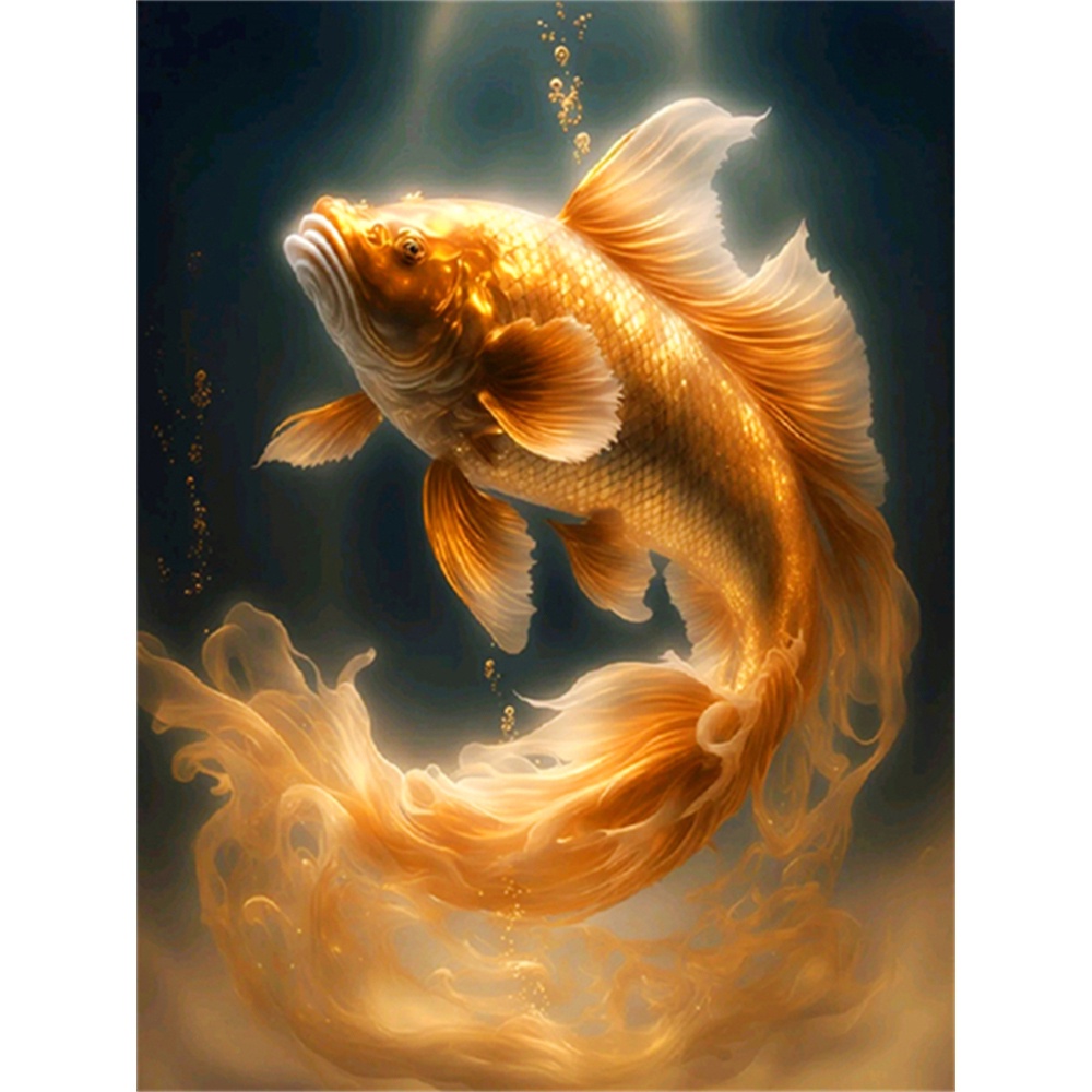 Koi Fish Pre-Printed 11CT Cross Stitch DIY Embroidery Full Kit DMC ...