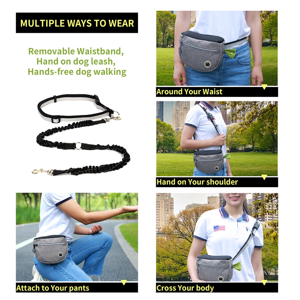 Pet Training Treat Pouch With Waist Belt - Adjustable Dog Poop Bag & Food Holder, Hands-Free For Walking