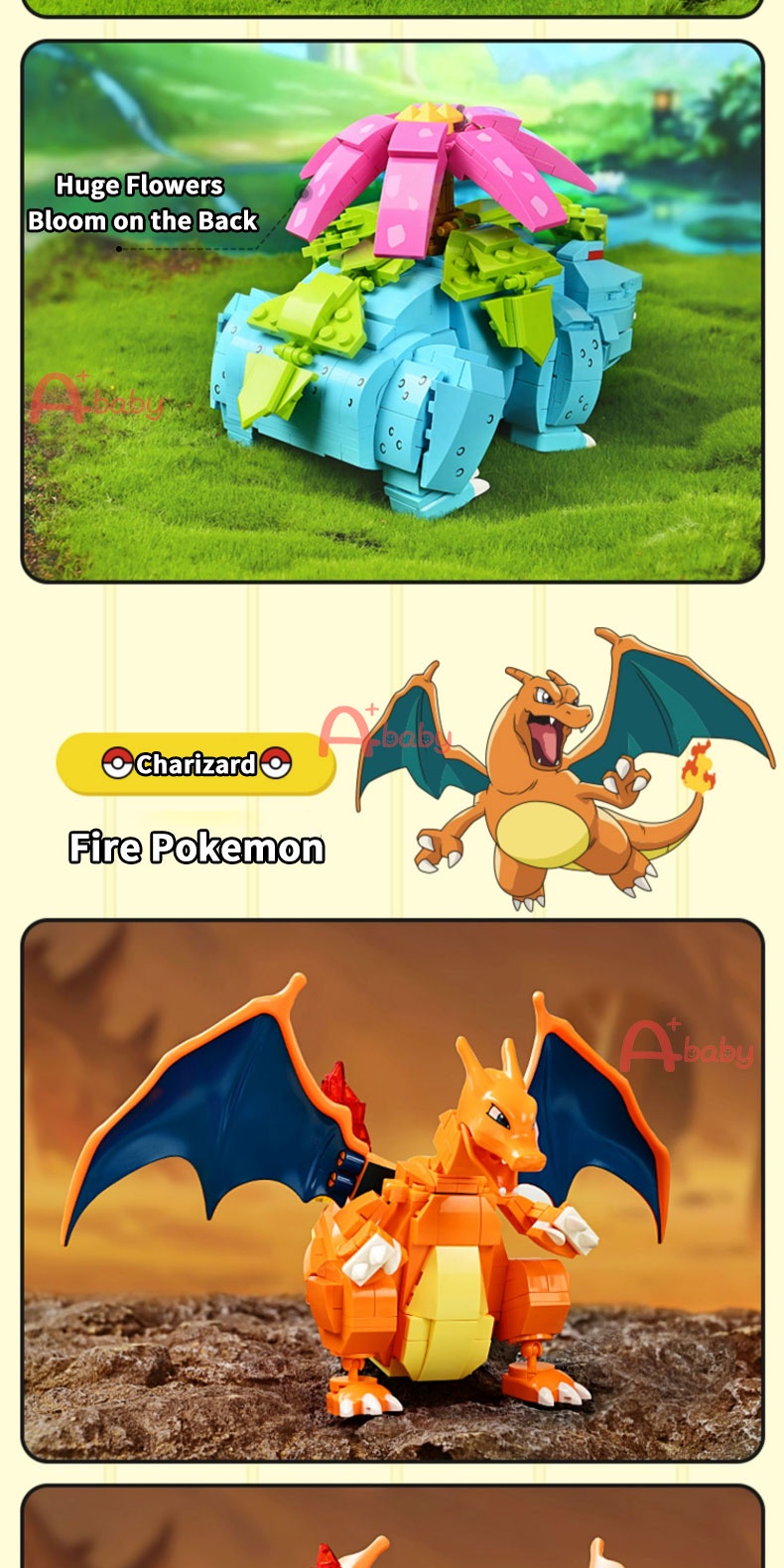 [A+baby] Keeppley Pokemon Building Blocks（Charizard/Blastoise/Pikachu ...
