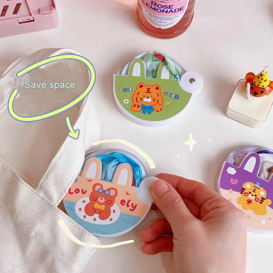 Small round fan cute ins folding group fan cartoon mini cloth fan with ...