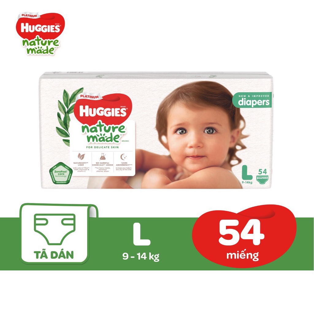 Huggies PLATINUM NATURE MADE Diapers SIZE L 54 Pieces Shopee Philippines