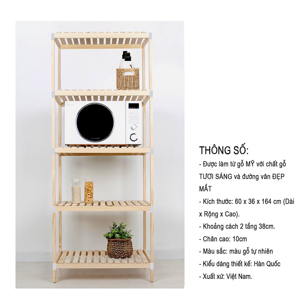 4-tier Multi-Purpose Shelf - Kitchen Shelf - American Pine Microwave ...