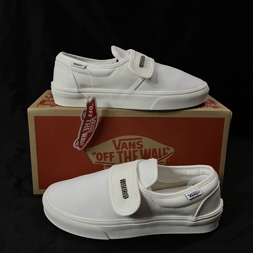 Vans Slip Ons Shoes With Fog Velcro Strap In White High Quality Shopee Philippines