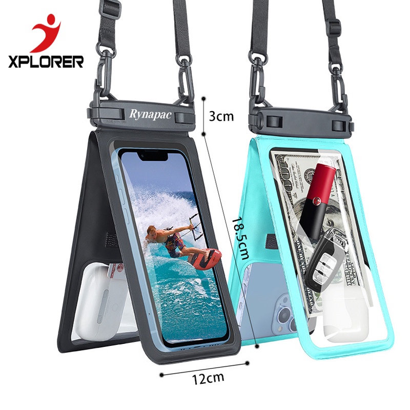 Dual Pockets Phone Dry Bag Waterproof Large Capacity Mobile Case Pouch  Holder for Swimming Beach Shower Diving Snorkerling Water Sports