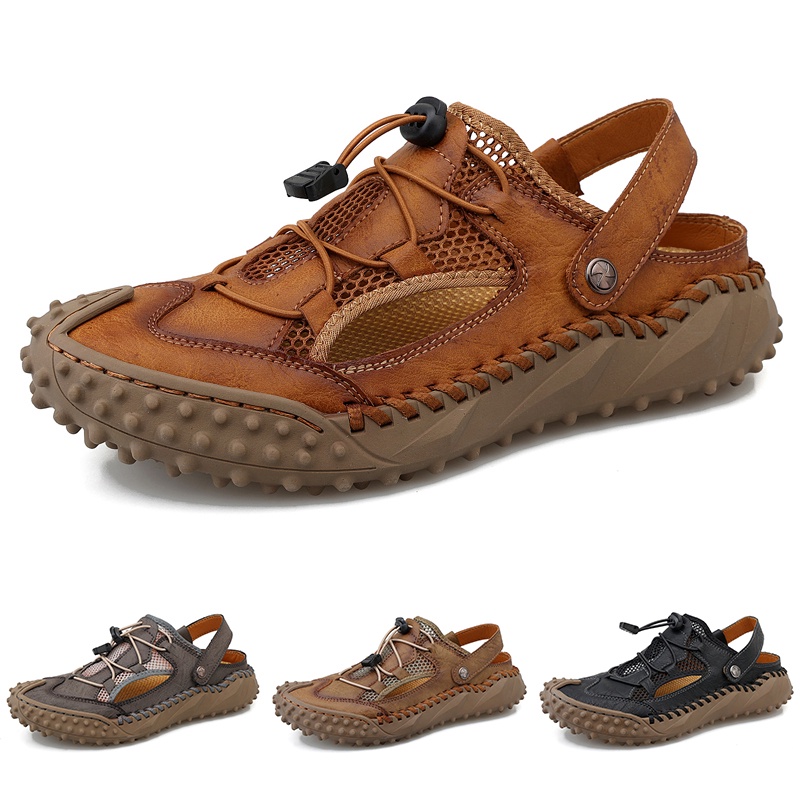 Men Sandals ToeCovered Men Sandals Flat Sandals Outdoor Walking Shoes