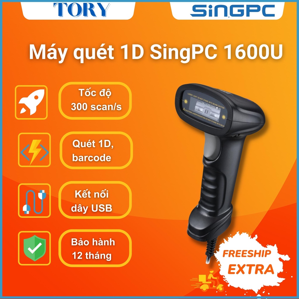 Singpc 1D SingleBeam Scanner Wired, SuperSensitive Barcodes For