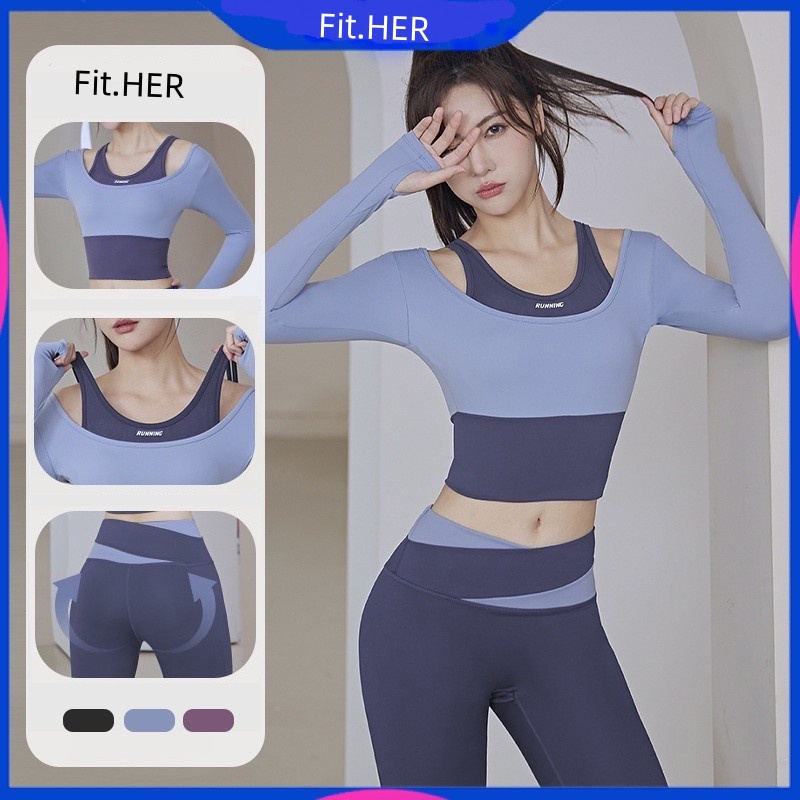 Fit.HER Women's Workout Wear One Piece/Two Piece Padded Chest Pad Yoga
