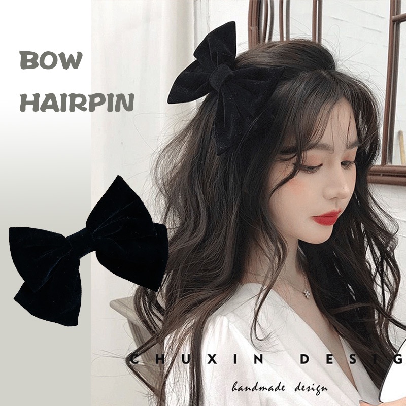 Velvet Big Bowknot Hair Clip Fashion Girls Women Ribbon Korean Style