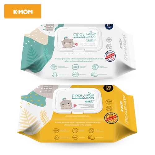 K-Mom Korean premium wet wipes with embossed pattern and lid (100c ...